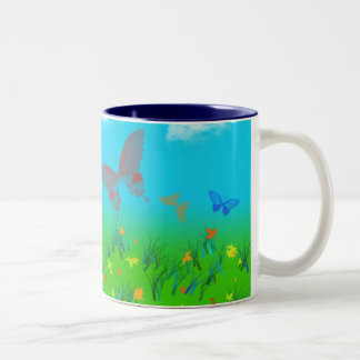 Der Walzer der Schmetterlinge Zweifarbige Tasse