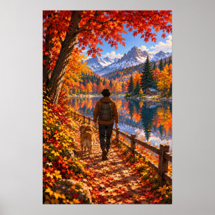 Der Wanderer Herbstsee Poster