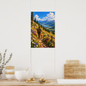 Der Wanderer in der Bergwiese Poster (Küche)