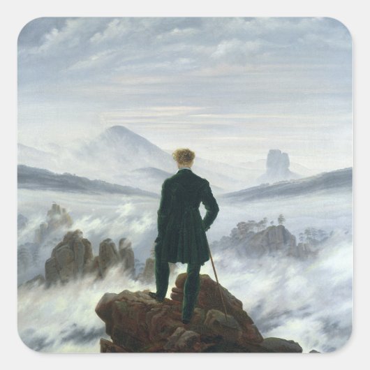 Der Wanderer über dem Nebel-Meer, 1818 Quadratischer Aufkleber (Vorderseite)