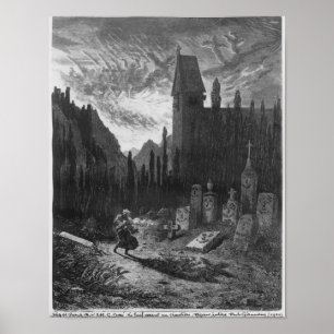 Der wandernde Jude im Friedhof Poster