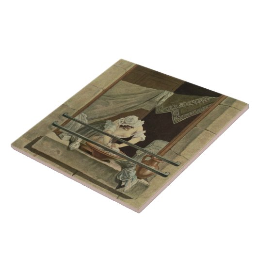 Der Washerwoman, graviert von J. Laurent Julien Fliese (Seite)