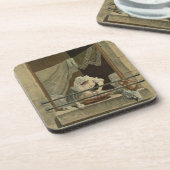 Der Washerwoman, graviert von J. Laurent Julien Getränkeuntersetzer (Linke Seite)