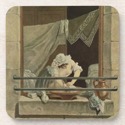 Der Washerwoman, graviert von J. Laurent Julien Getränkeuntersetzer (Vorderseite)