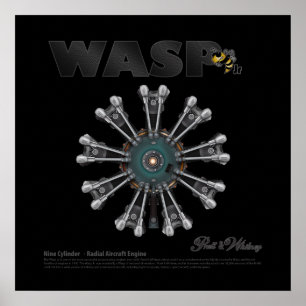 Der "Wasp Jr." Radial Motor Art Poster