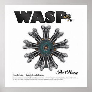Der "Wasp Jr." Radial Motor Art Poster