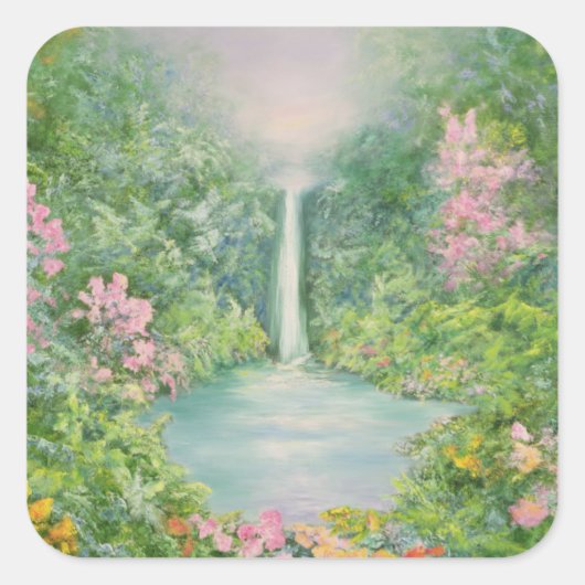 Der Wasserfall 1997 Quadratischer Aufkleber (Vorderseite)