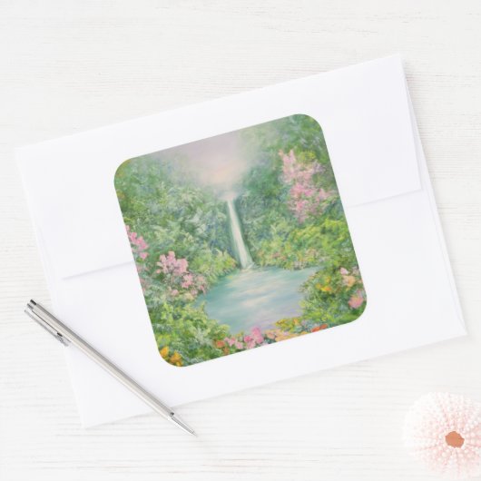 Der Wasserfall 1997 Quadratischer Aufkleber (Umschlag)