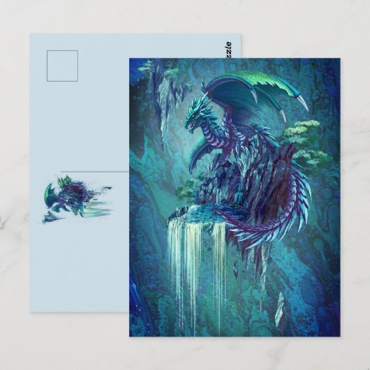 Der Wasserfall des Drachen Postkarte (Vorne/Hinten)