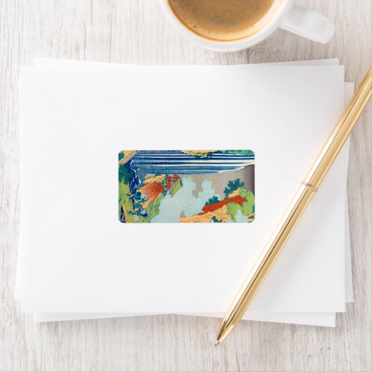 Der Wasserfall in Ono an der Kisokaido Road, 1832 Adressaufkleber (Insitu)