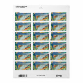 Der Wasserfall in Ono an der Kisokaido Road, 1832 Adressaufkleber (Vorne)