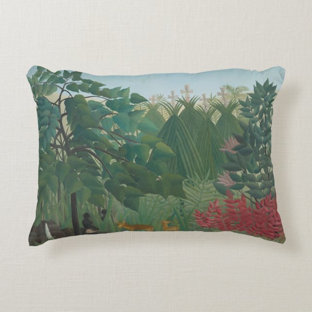 Der Wasserfall von Henri Rousseau, Vintage Kunst Dekokissen (Vorderseite)