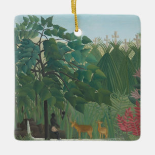 Der Wasserfall von Henri Rousseau, Vintage Kunst Keramikornament