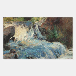 Der Wasserfall von John Henry Twachtman Rechteckiger Aufkleber
