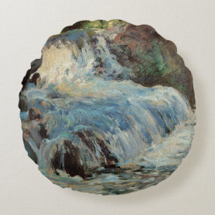 Der Wasserfall von Twachtman, Vintage Impressionis Rundes Kissen