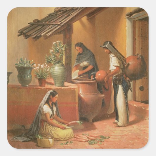 Der Wasserplatz (Tortugo) Quadratischer Aufkleber (Vorderseite)