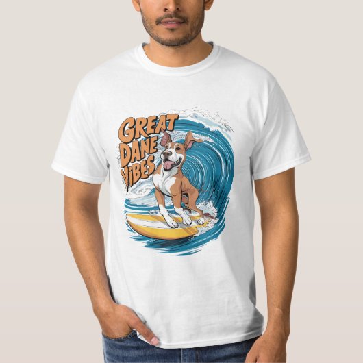 Der Wave Rider Great Dane Hund Surfen T-Shirt (Vorderseite)