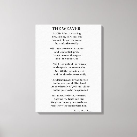 DER WEAVER POEM LEINWANDDRUCK (Vorderseite)