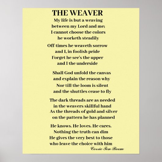 DER WEAVER POEM POSTER (Vorne)