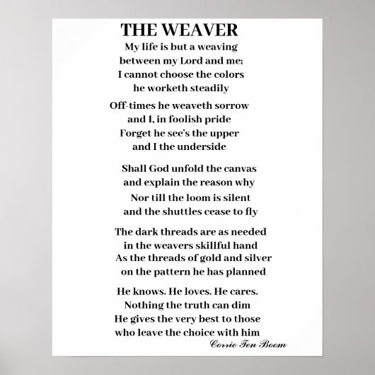 DER WEAVER POEM POSTER (Vorne)