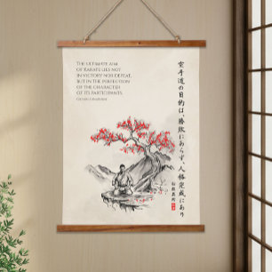 Der Weg des Karate - Weisheit von Gichin Funakoshi Wandteppich Mit Holzrahmen