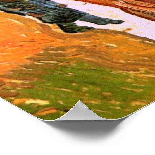 Der Weg: Fallende Blätter von Vincent van Gogh Poster (Ecke)