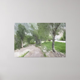 Der Weg in der Nähe des Flusses ummantelte Canvas Leinwanddruck