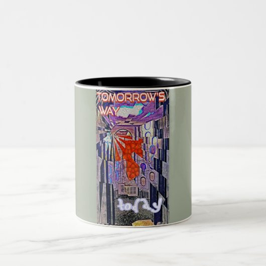 Der Weg von morgen heute: Kunst der Zukunft Zweifarbige Tasse (Mittel)