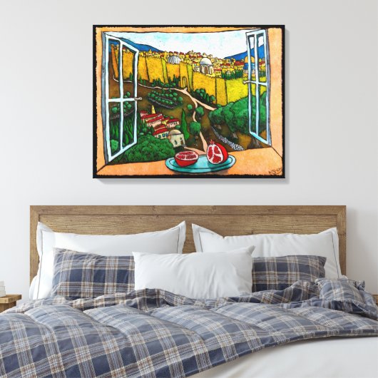 Der Weg zum Jaffa Gate von Jonathan Kis-Lev Leinwanddruck (Insitu (Schlafzimmer))