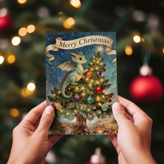 Der Weihnachtsabend eines Drachen Feiertagskarte