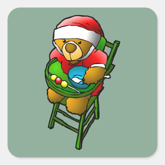 Der Weihnachtsbär Quadratischer Aufkleber (Vorderseite)