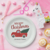 Der Weihnachtsbaum des Roten Trucks personalisiert Pappteller (Party)