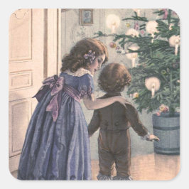 "Der Weihnachtsbaum" Quadratischer Aufkleber