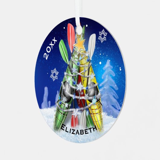 Der Weihnachtsbaum von Kayak Ornament Aus Metall (Vorderseite links)