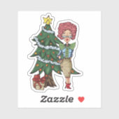 Der Weihnachtsbaumsekretär mit Weihnachtsbaumaufkl Aufkleber (Blatt)