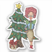 Der Weihnachtsbaumsekretär mit Weihnachtsbaumaufkl Aufkleber (Vorderseite)