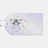 Der Weihnachtsgel des Glaubens Blau und Gold "Von: Geschenkanhänger (Rückseite Horizontal)