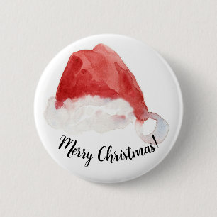 Der WeihnachtsHat frohe Weihnachten Red Watercolor Button