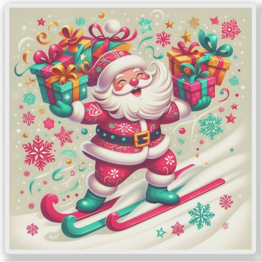 Der Weihnachtslauf mit farbenfrohen Geschenken Aufkleber (Vorderseite)