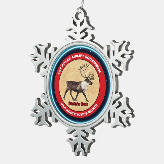 Der Weihnachtsmann - 1. Polar Airlift-Squadron Schneeflocken Zinn-Ornament (Rechts)