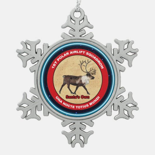 Der Weihnachtsmann - 1. Polar Airlift-Squadron Schneeflocken Zinn-Ornament (Vorderseite)