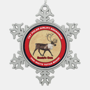 Der Weihnachtsmann - 1. Polar Airlift-Squadron Schneeflocken Zinn-Ornament