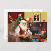 Der Weihnachtsmann 2 Chihuahuas Feiertagspostkarte (Vorne/Hinten)