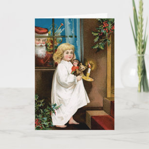 Der Weihnachtsmann am Fenster Feiertagskarte