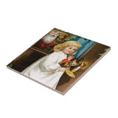 Der Weihnachtsmann am Fenster Fliese (Seite)