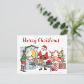 Der Weihnachtsmann am Flughafen Feiertagspostkarte (Stehend Vorderseite)