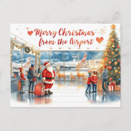 Der Weihnachtsmann am Flughafen Feiertagspostkarte