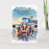 Der Weihnachtsmann am Flughafen Karte (Vorderseite)