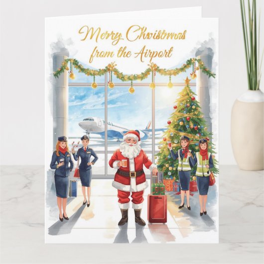 Der Weihnachtsmann am Flughafen Karte (Vorderseite)