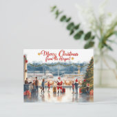 Der Weihnachtsmann am Flughafen Postkarte (Stehend Vorderseite)